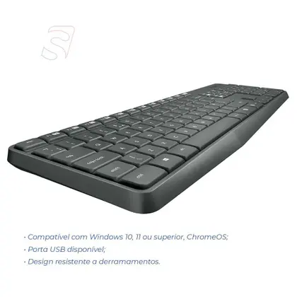 Teclado e Mouse sem Fio MK235 Logitech Kit Teclado e Mouse