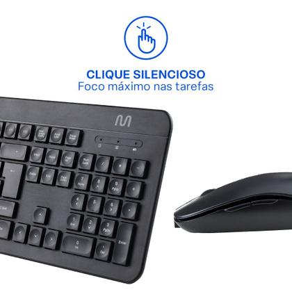 Imagem de Teclado e Mouse Sem Fio Recarregável 2.4ghz USB Preto Multi (Multilaser) - TC250