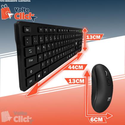 Imagem de Teclado e Mouse Sem Fio Wireless 2.4 GHz Ergonômico ABNT2 para PC e Notebook Home Office
