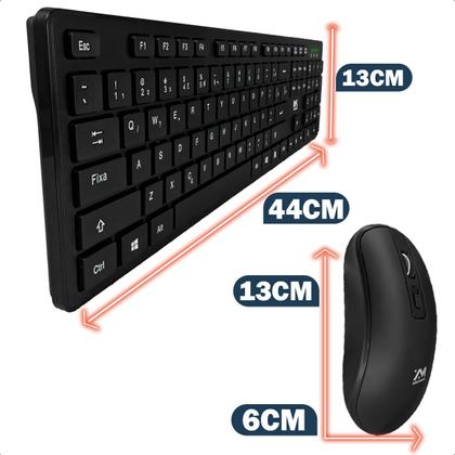Imagem de Teclado e Mouse Wireless 2.4 GHz Conforto Ergonômico para PC e Notebook HomeOffice