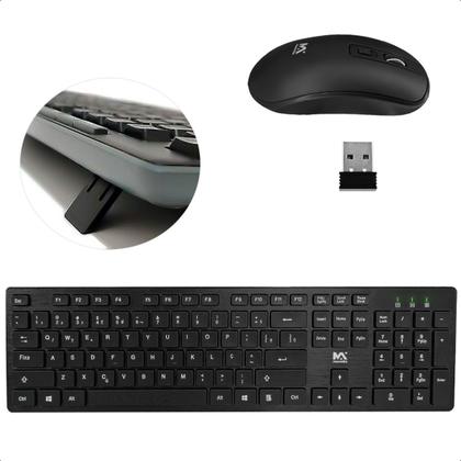 Imagem de Teclado e Mouse Wireless 2.4 GHz Conforto Ergonômico para PC e Notebook HomeOffice