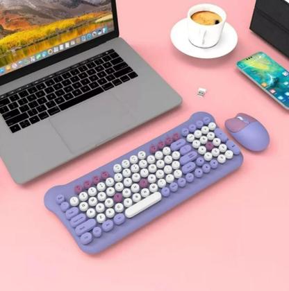 Imagem de Teclado E Mouse Wireless Colorido Sem Fio Para Notebook Samsung Chromebook