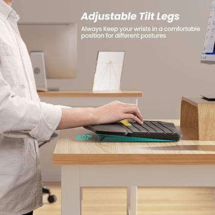 Imagem de Teclado Ergonômico Sem Fio Nulea RT05 Split com Apoio para Pulso