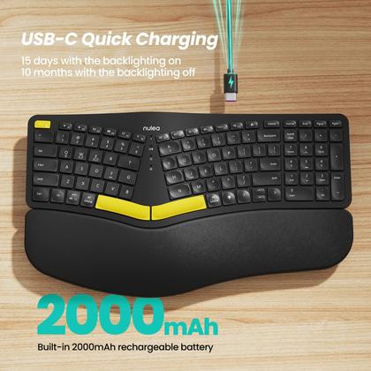 Imagem de Teclado Ergonômico Sem Fio Nulea RT05 Split com Apoio para Pulso