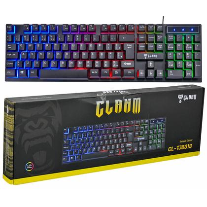 Imagem de Teclado Gamer ABNT2 LED Rainbow Altura Ajustável Membrana Anti-Ghosting Clanm CL-TJ8313