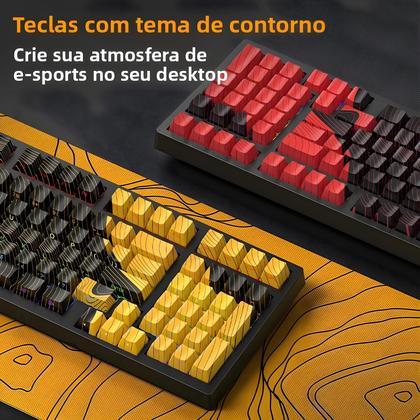 Imagem de Teclado Gamer Ergonômico K98 Com Fio, Bluetooth 2.4G, Iluminação Lateral Gravada, 15 Modos