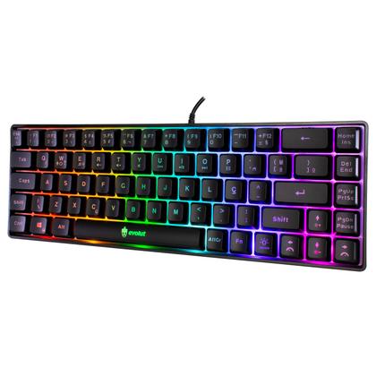 Imagem de Teclado Gamer Evolut Fay, Layout 60%, ABNT2, Led Rainbow, Teclas Multimídia - EG-211