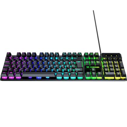 Imagem de Teclado Gamer Fortrek Fearless 100 Fullsized Membrana Prata Plug & Play Preto