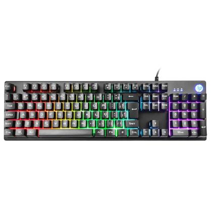 Imagem de Teclado Gamer HP USB LED com membrana RGB Preto  HP K500F