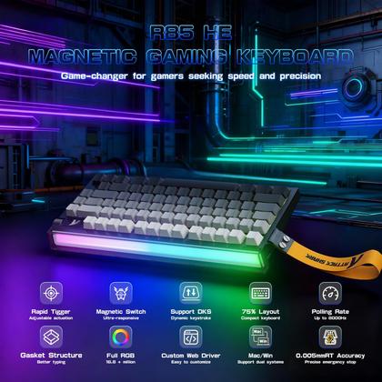 Imagem de Teclado Gamer MAMBASNAKE R85 HE Cableado 75% RGB Magnético