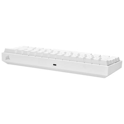 Imagem de Teclado Gamer Mecânico CORSAIR K65 RGB MINI 8000hz, LED RGB, 60%, Teclas CHERRY MX SPEED, USB 3.0, Branco - CH-9194114-NA