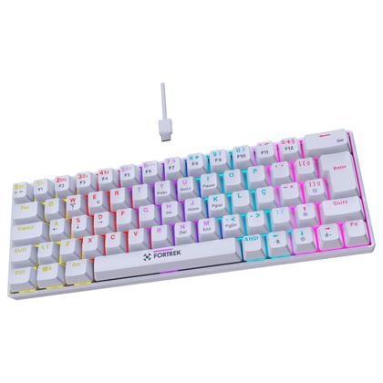 Imagem de Teclado Gamer Mecânico Fortrek Gravity 65 Compact, Layout ABNT2, Switch Outemu Red, Conector USB-C removível para USB 2.0, Branco - 84975