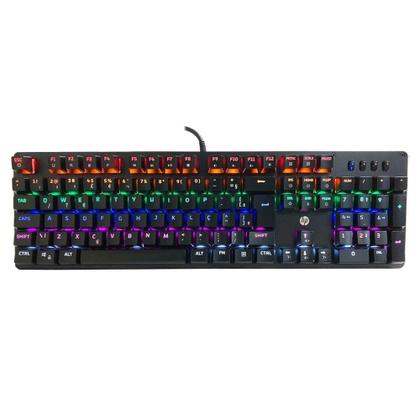 Imagem de Teclado Gamer Mecânico HP GK100 USB, LED RGB, Layout ABNT2, Preto