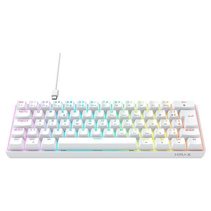 Imagem de Teclado gamer mecanico hyrax thunder hck61, abnt2, branco, switch vermelho - hck61w-red-rgb