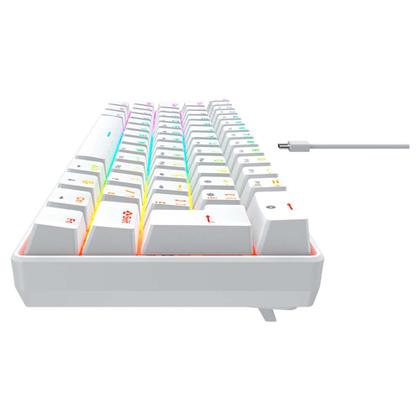 Imagem de Teclado gamer mecanico hyrax thunder hck61, abnt2, branco, switch vermelho - hck61w-red-rgb