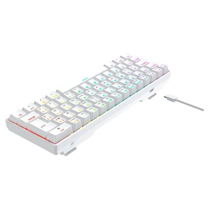 Imagem de Teclado gamer mecanico hyrax thunder hck61, abnt2, branco, switch vermelho - hck61w-red-rgb