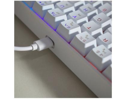 Imagem de Teclado Gamer Mecânico K-mex KBW8 RGB Switch Azul 60% White