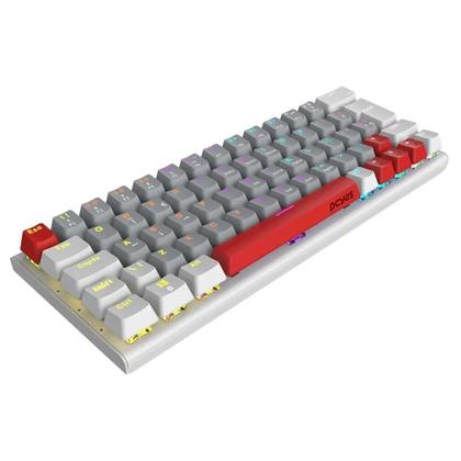 Imagem de Teclado Gamer Mecânico Kuromori 60% White Ghost Outemu Red ABNT2 Iluminação Rainbow PCYES
