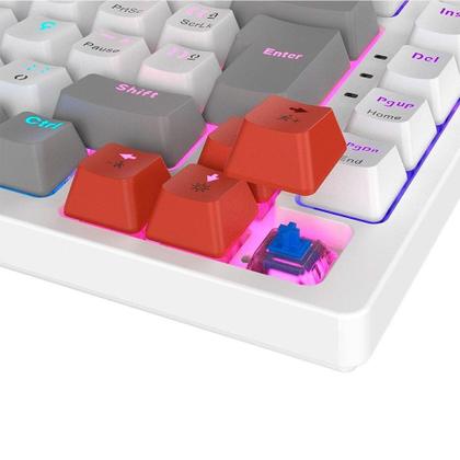 Imagem de Teclado Gamer Mecânico PCYES Kirin 75%, Switch Azul, Led Rainbow, USB, ABNT2, Fantasma Branco - PTKRWG75BL