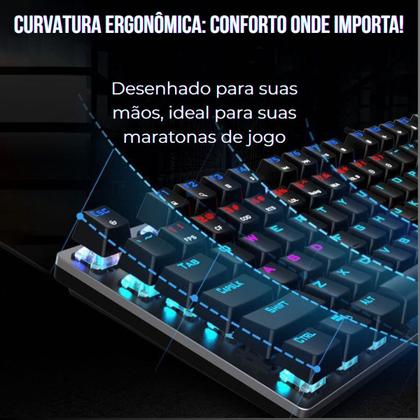 Imagem de Teclado Gamer Mecanico Switch Blue Led Rainbow Anti Ghost