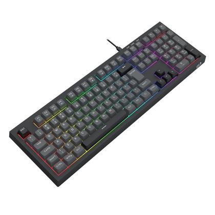 Imagem de Teclado Gamer Membrana Redragon Crux Rainbow Full Size USB Preto e Cinza - K518-RGB-GB