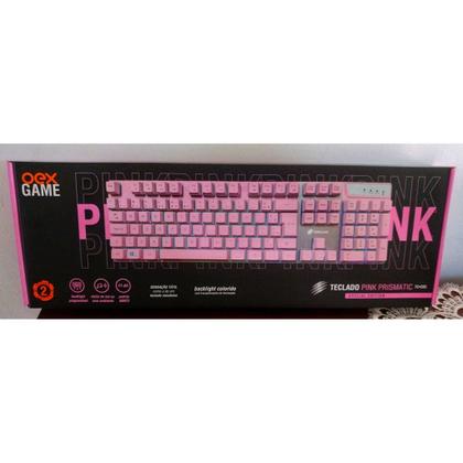 Imagem de Teclado Gamer Oex Game Prismatic, Led, Abnt2, Rosa - Tc205