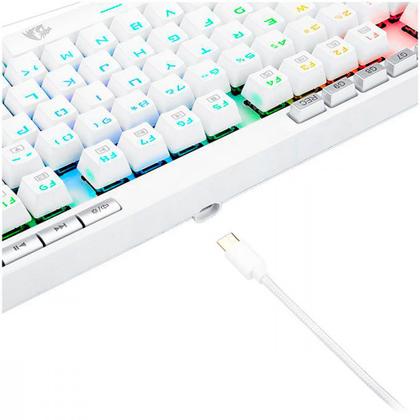 Imagem de Teclado Gamer Óptico Redragon Magic Wand Pro Lunar White RGB Mecânico Switch Red Branco ABNT2