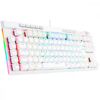 Imagem de Teclado Gamer Óptico Redragon Magic Wand Pro Lunar White RGB Mecânico Switch Red Branco ABNT2
