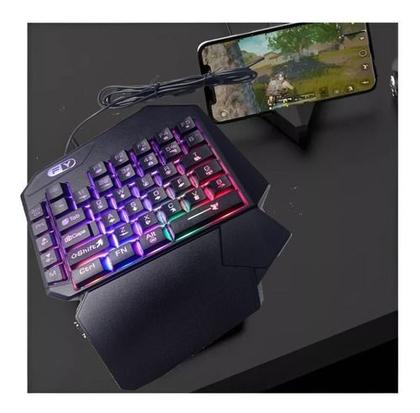 Imagem de Teclado Gamer P/ Celular One Hand Semi-mecânico Rgb Usb Cor De Teclado Preto