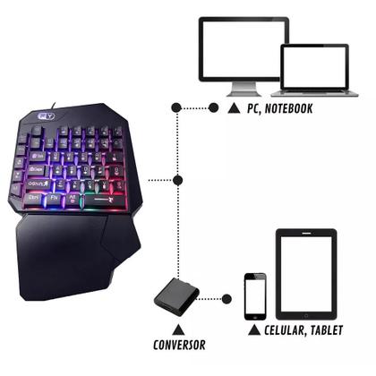 Imagem de Teclado Gamer P/ Celular  Single Handed Uma Mão Semi-mecânico Rgb Usb
