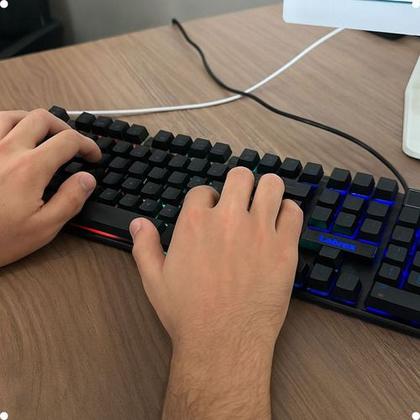 Imagem de Teclado Gamer Para Computador Notebook Led Rgb Usb Abnt2 Teclado Gamer Multimídia Madset, eclado com teclas multimídia