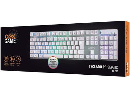 Imagem de Teclado Gamer Prismatic Membrana Led OEX Game TC205 Branco