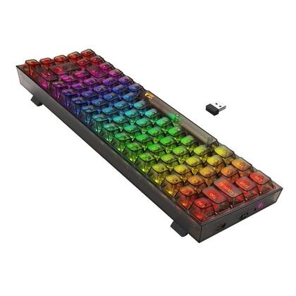 Imagem de Teclado Gamer Redragon Castor Pro RGB Sem Fio Clear Black Switch Crystal