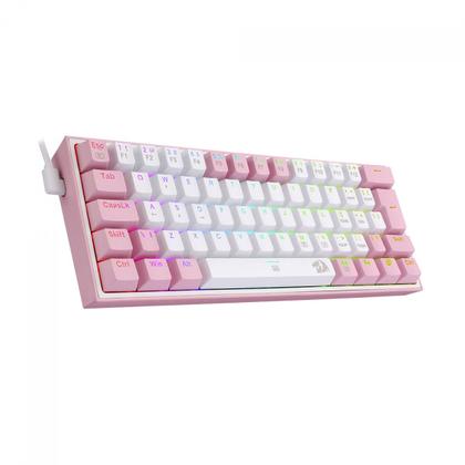 Imagem de Teclado Gamer Redragon Fizz Rainbow K617-rgb-wp Rosa 60%