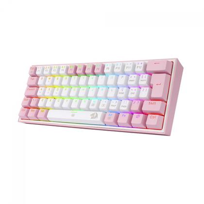 Imagem de Teclado Gamer Redragon Fizz Rainbow K617-rgb-wp Rosa 60%