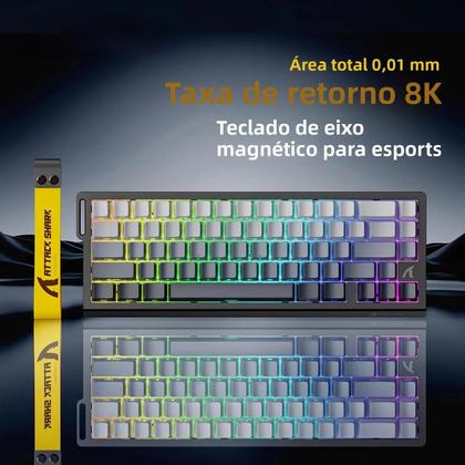 Imagem de Teclado Gamer RGB Com Fio Attack Shark X68HE Taxa De Polling De 8K Baixa Latência Interruptor