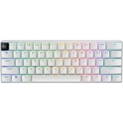 Imagem de Teclado Gamer Sem Fio Logitech G PRO X 60 Lightspeed RGB Mecânico Switch Tátil Óptico Branco US - 920-011921