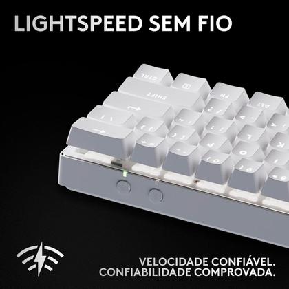 Imagem de Teclado Gamer Sem Fio Logitech G PRO X 60 Lightspeed RGB Mecânico Switch Tátil Óptico Branco US - 920-011921