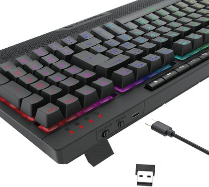 Imagem de Teclado Gamer Sem Fio Redragon Shiva Pro 98 RGB Membrana ABNT2 Preto K515RGB-PRO