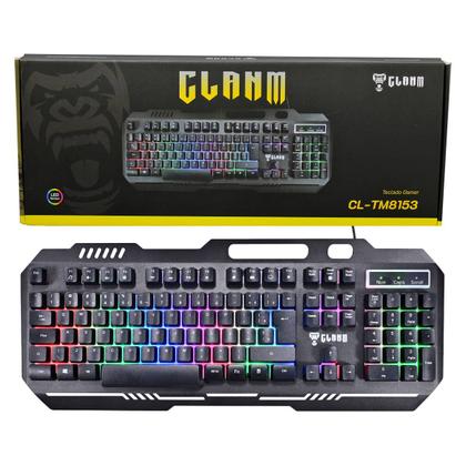 Imagem de Teclado Gamer Semi-mecânico Anti-Ghosting Suporte para Celular Revestimento em Metal CL-TM8153 Clanm