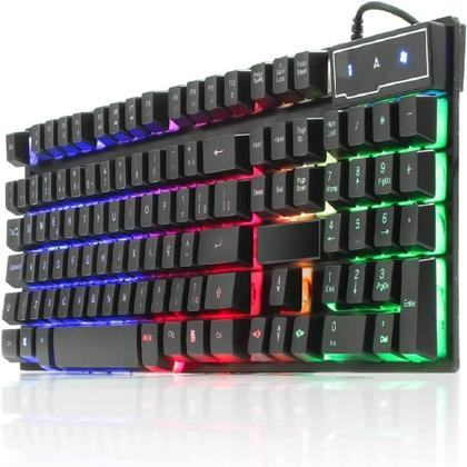 Imagem de Teclado Gamer Semi Mecânico Multimídia Led Rgb Antighosting Usb para Pc