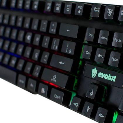 Imagem de Teclado Gamer Semi Mecanico RGB Rainbow Hawk Evolut EG206