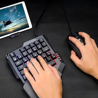 Imagem de Teclado Gamer Semi Mecânico uma Mão RGB 35 Teclas USB