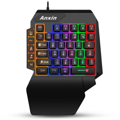 Imagem de Teclado Gamer Usb Single Hand com Led RGB C/ Apoio para pulso - K10