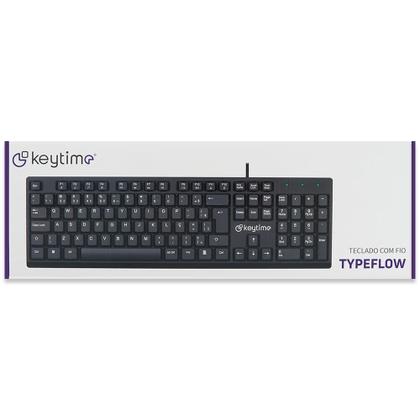 Imagem de Teclado Keytime Typeflow, USB 2.0, Membrana, Full Size, ABNT2, Preto - KYT00009