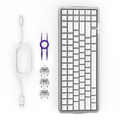 Imagem de Teclado Magnético Gamer Sem Fio NZXT Function Elite MiniTKL, RGB, USB-C Removível, Branco - KB-101NW-US