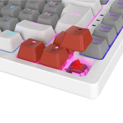 Imagem de Teclado Mecanico 75% Pcyes Kirin White Ghost - Switch Red - Led Rainbow - Ptkrwg75Rd