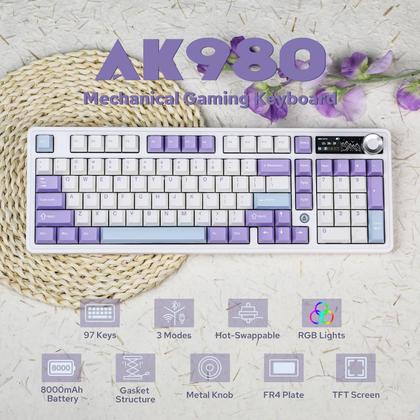 Imagem de Teclado Mecânico AJAZZ AK980 MechLands - Conexão Tripla (BT 5.0/USB-C/2.4GHz)