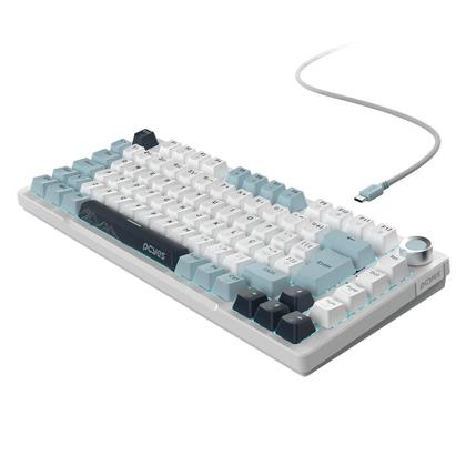 Imagem de Teclado mecanico azul e branco 75% com fio e switch blue pcyes arkeum summit edition