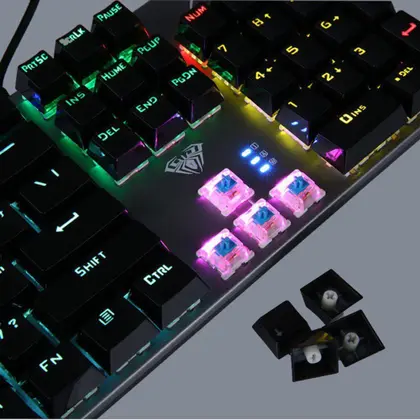 Teclado mecânico RGB para jogos Teclado Mecânico Com Rgb Teclas Com Switch Mecânico FZ058 - Aula